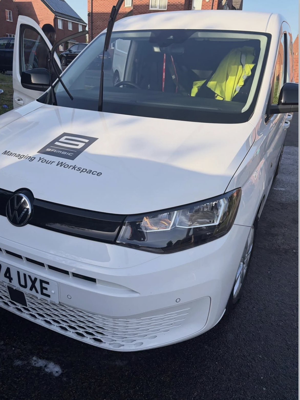 White VW Caddy work van cleaned inside and out